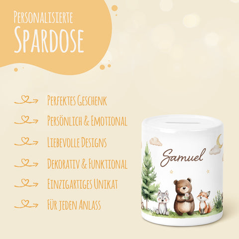 Spardose aus Keramik - Wald