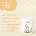 Personalisierte Keramik-Spardose Waldtiere V2 – Hase