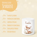 Personalisierte Keramik-Spardose Waldtiere V2 – Reh