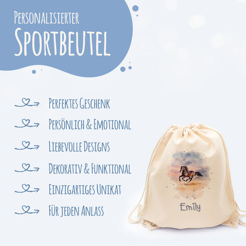 Turnbeutel mit Kindermotiv  - Pferd - für Kinder
