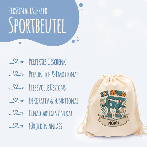 Turnbeutel mit Kindermotiv  - Six Seven - für Kinder