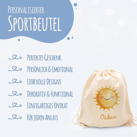 Turnbeutel mit Kindermotiv  - Sonne - für Kinder