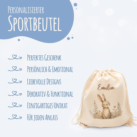 Turnbeutel mit Kindermotiv  - Waldtier - für Kinder