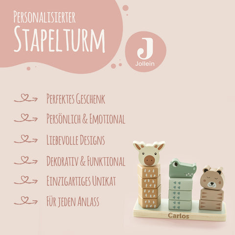 Stapelturm aus Holz (eckig) von Jollein - personalisiert mit Name