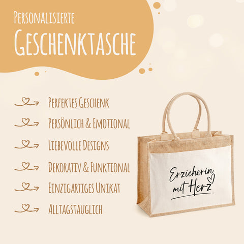 Bedruckte Strandtasche - Kindergartenzeit - Geschenk zum Erzieherabschied