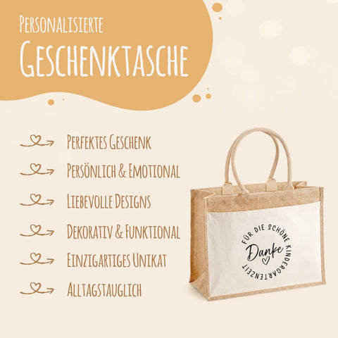Bedruckte Strandtasche - Kindergartenzeit - Geschenk zum Erzieherabschied