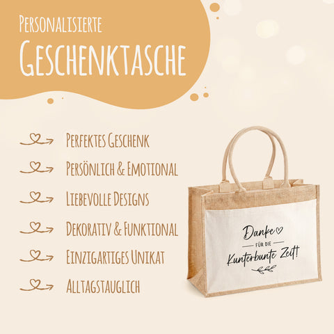 Bedruckte Strandtasche - Kindergartenzeit - Geschenk zum Erzieherabschied