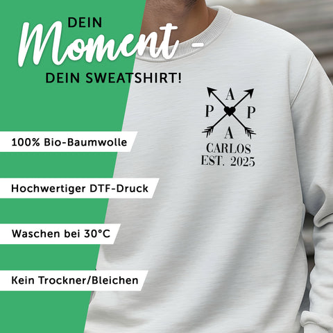 Personalisiertes Sweatshirt für Herren - PAPA EST. Kreuzpfeile