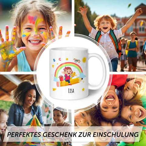 Bedruckte Tasse mit Motiv Einschulung