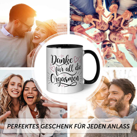 Bedruckte Tasse mit Spruch - Danke für all die Orgasmen