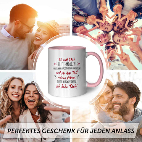 Bedruckte Tasse mit Spruch - Ich will dich