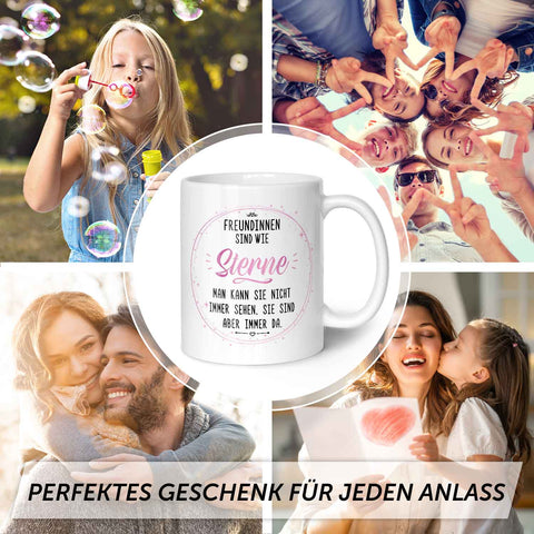 Bedruckte Tasse mit Spruch Freundinnen sind wie Sterne