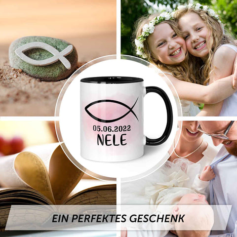 Bedruckte Tasse - zur Konfirmation mit Name & Datum