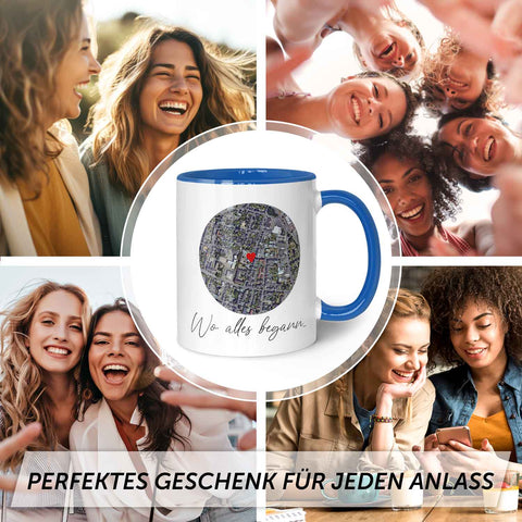 Bedruckte Tasse mit "Wo alles begann" Motiv - Personalisiertes Geschenk mit Wunschkoordinaten