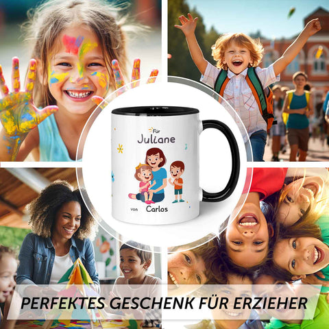 Bedruckte Tasse mit Spruch Hinter jedem glücklichen Kind