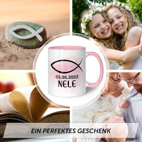 Bedruckte Tasse - zur Konfirmation mit Name & Datum