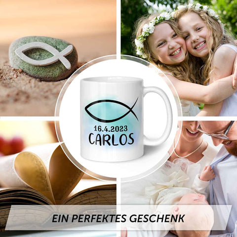 Bedruckte Tasse - zur Konfirmation mit Name & Datum
