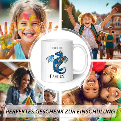 Bedruckte Tasse mit Motiv - Einschulung Drache