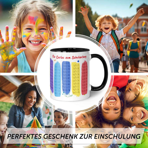 Bedruckte Tasse mit dem 1x1 - personalisiert mit Name