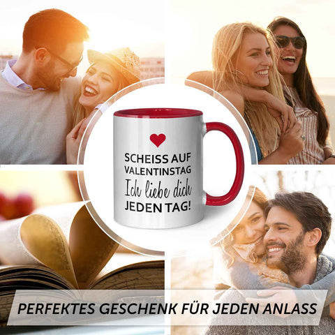 Bedruckte Tasse mit Spruch - Scheiss auf Valentinstag