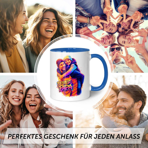 Bedruckte Tasse im Streetart Stil - Bester Papa - Personalisiert mit eigenem Bild