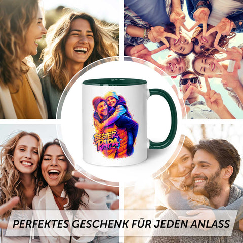Bedruckte Tasse im Streetart Stil - Bester Papa - Personalisiert mit eigenem Bild