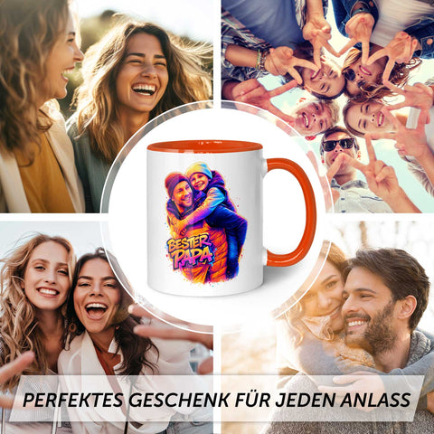 Bedruckte Tasse im Streetart Stil - Bester Papa - Personalisiert mit eigenem Bild