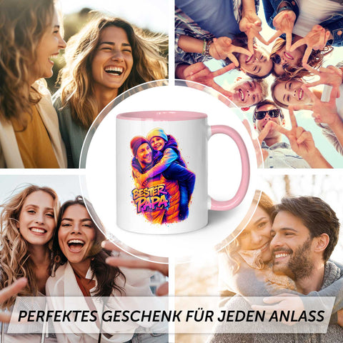 Bedruckte Tasse im Streetart Stil - Bester Papa - Personalisiert mit eigenem Bild