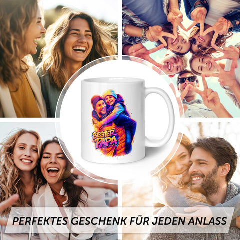 Bedruckte Tasse im Streetart Stil - Bester Papa - Personalisiert mit eigenem Bild
