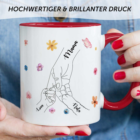 Bedruckte Tasse - Hände halten Mama Oma - Geschenk zum Muttertag