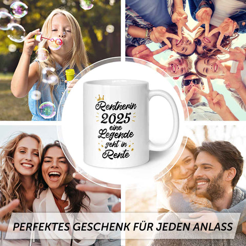Bedruckte Tasse mit Spruch Rentner/Rentnerin 2025