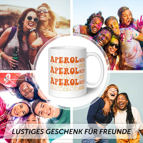 Bedruckte Tasse mit Aperol Spritz Motiv - Aperoliker - Aperol Geschenk für Frauen und Männer