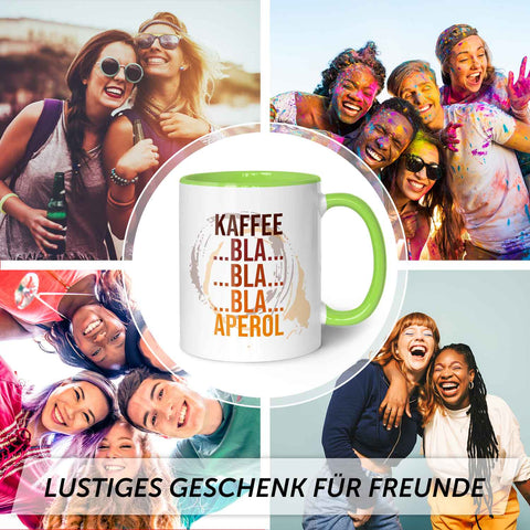 Bedruckte Tasse mit Aperol Spritz Motiv - Kaffee bla bla bla Aperol - Aperol Geschenk