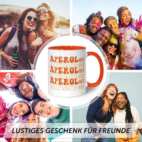 Bedruckte Tasse mit Aperol Spritz Motiv - Aperoliker - Aperol Geschenk für Frauen und Männer