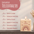 Teelichthalter aus Holz mit UV Druck - Regenbogen Design - Personalisiert mit Namen