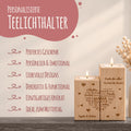 Gravierter Teelichthalter aus Holz im Set mit Namensherz Mama Design