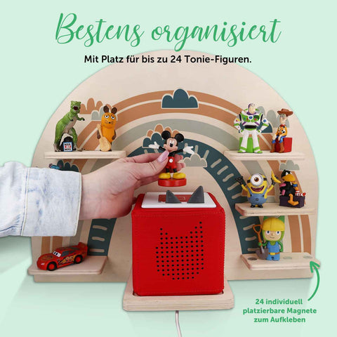 Toniebox Regal für Kinderzimmer - Regenbogen - Kinder Wandregal