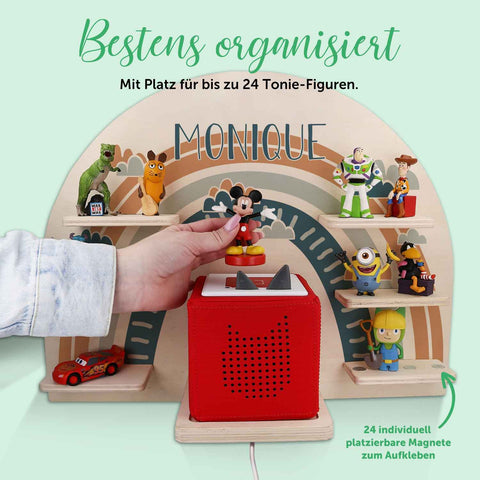 Toniebox Regal für Kinderzimmer - Regenbogen - Personalisiert mit Namen
