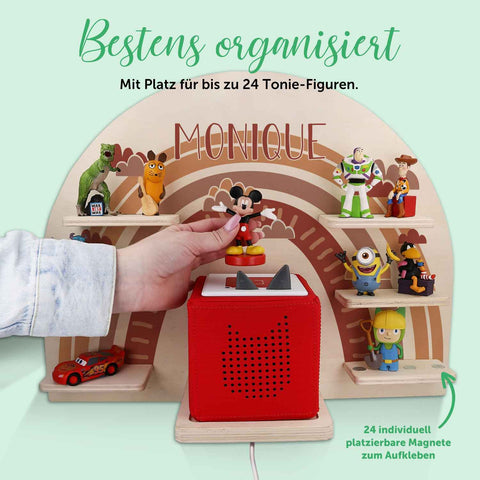 Toniebox Regal für Kinderzimmer - Regenbogen - Personalisiert mit Namen