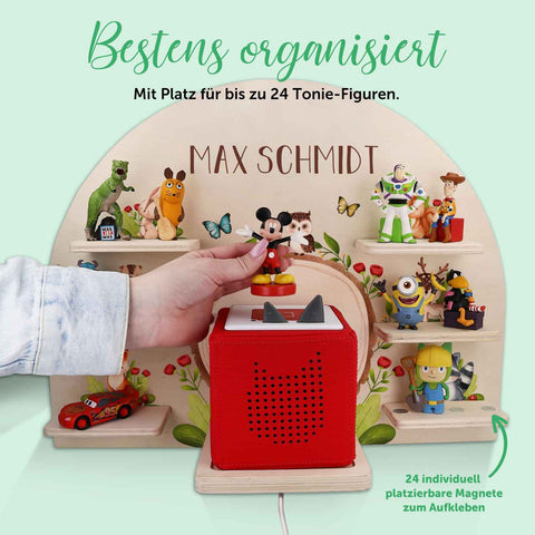 Toniebox Regal für Kinderzimmer - Tiergruppe Wald - Personalisiert mit Namen