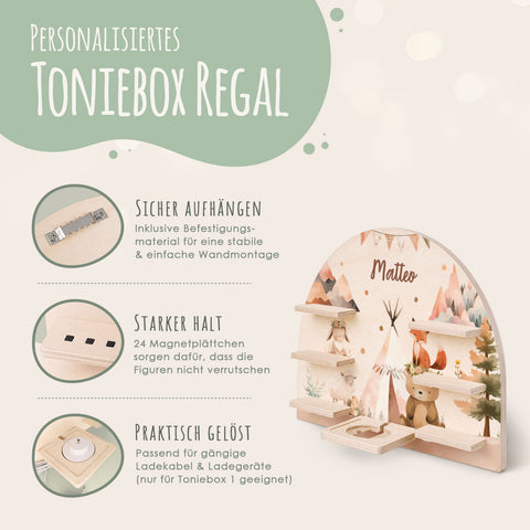 Toniebox Regal für Kinderzimmer - Camping - Personalisiert mit Namen