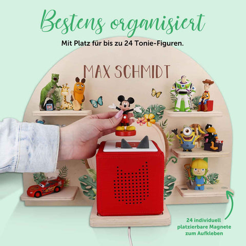 Toniebox Regal für Kinderzimmer - Tiergruppe Safari - Personalisiert mit Namen