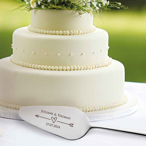 Tortenbesteck im Set - Pfeil - Mit persönlicher Gravur als Geschenk zur Hochzeit