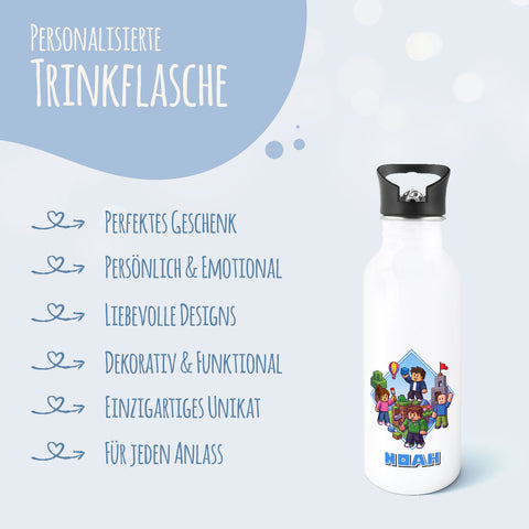 Bedruckte Trinkflasche aus Edelstahl - Blockhelden