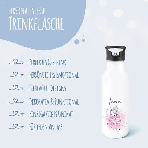 Bedruckte Trinkflasche aus Edelstahl - Ballerina