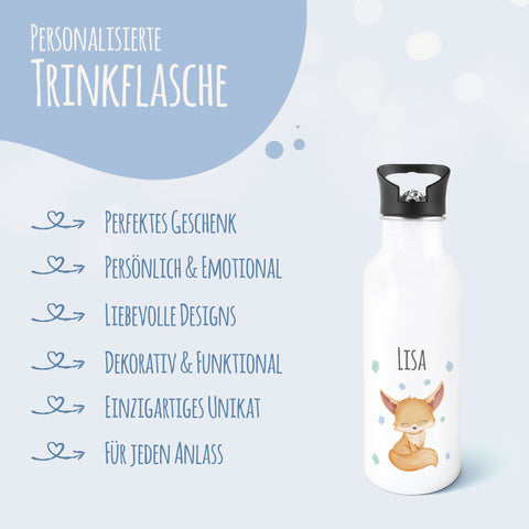 Bedruckte Trinkflasche aus Edelstahl - Fuchs
