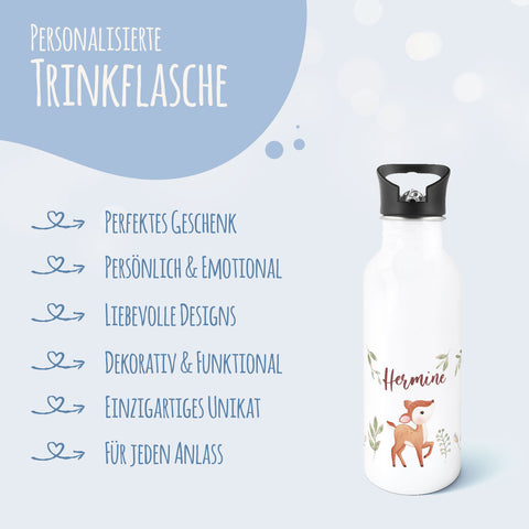 Bedruckte Trinkflasche aus Edelstahl - Reh