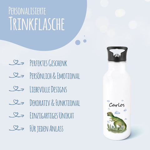 Bedruckte Trinkflasche aus Edelstahl - T-Rex V2