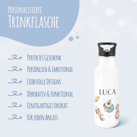 Bedruckte Trinkflasche aus Edelstahl - Weltraum