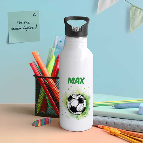Bedruckte Trinkflasche aus Edelstahl - Fußball